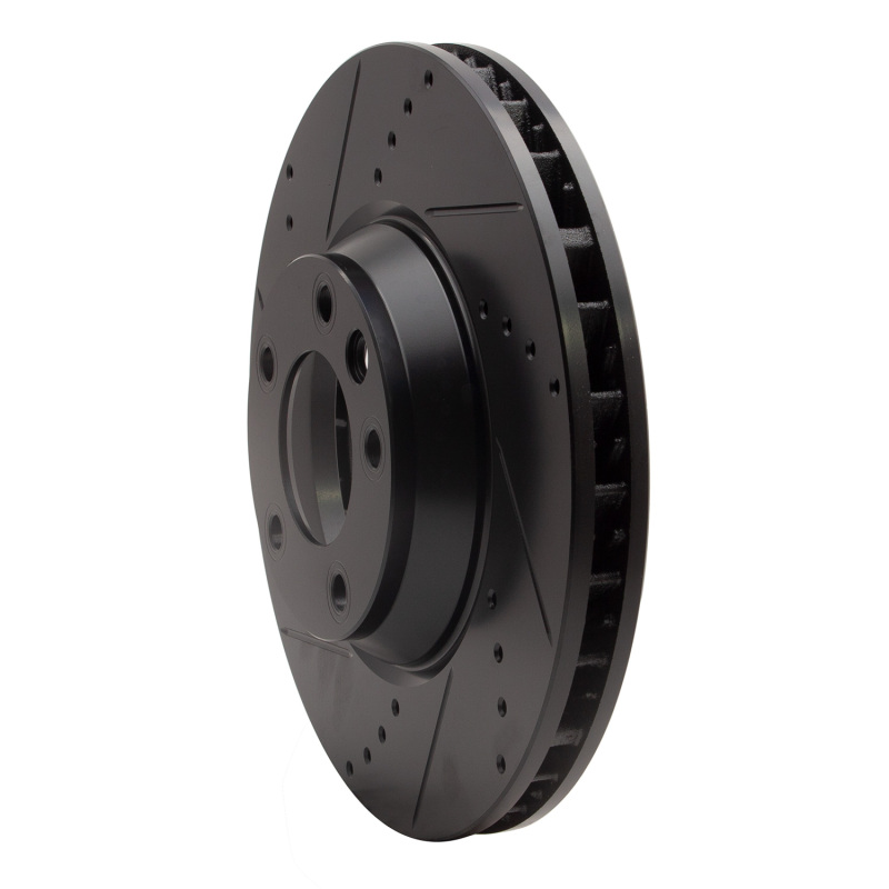 Audi Q7 Brake Rotor (1) - Right Front - R1 Concepts - Drilled & Slotted - Black - `03-`15